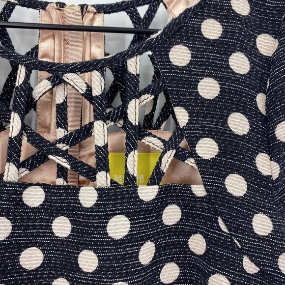 Anthropologie Nicola Polka Dot Fit & Flare Black Cream Cutout Size 0 - Picture 4 of 11